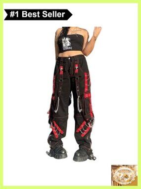 Y2K Baggy Wide Leg Bell Bottom Jeans Goth Punk Emo Hip Hop Grunge Pants